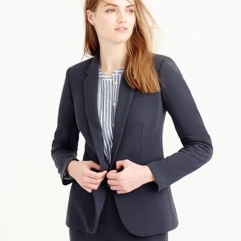 J. Crew Single Button Blazer Jacket in Bonded Crepe Preppy Academia Size 4